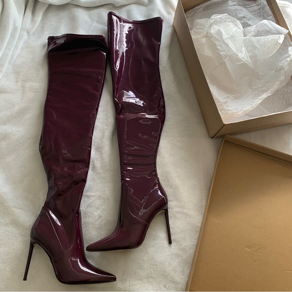 Steve Madden Shoes Steve Madden Vava Over The Knee Patent Boot In